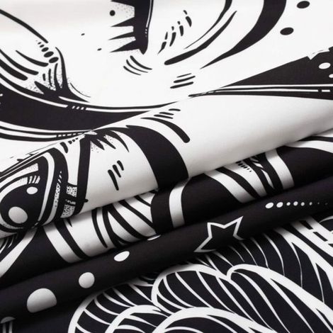 Tapisserie Psychédélique Soleil et Lune Tapisserie Noir et Blanc Chambre Studio Décor (Noir, 148 x 200 cm) Femeo (1/5)