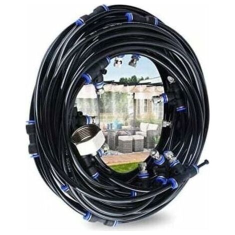 Brumisateur Exterieur,Systme de Brumisation,10M Brumisateur Terrasse avec 9 Buse Brumisateur +1 Buses de Rechange+1Adaptateur (en Laiton, 3/4\"),Brumisateur pour Patio Jardin Serre Trampoline (1/5)