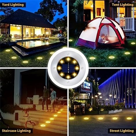 Confezione da 2 luci solari da terra, luci solari a LED in acciaio inossidabile per uso esterno, impermeabili, luminose, per sentieri, giardini, patii, prati e marciapiedi (1/5)