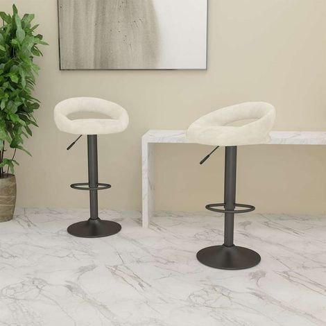 vidaXL Tabourets de bar lot de 2 crème velours (1/5)