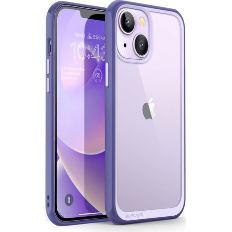 CUSTODIA PER APPLE IPHONE 14 PLUS RETRO TRASPARENTE STRONG FRAME VIOLA (1/5)