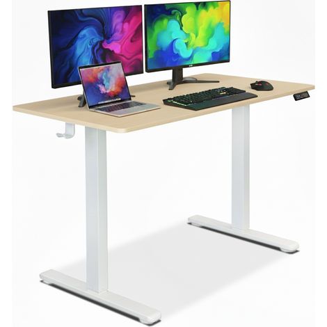 Escritorio automático de 120x60cm, color marrón, ajustable y eléctrico, ideal para estudiar y trabajar.