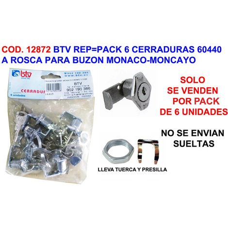 BTV btv cerradura buzon monaco cromo pack 6 uds ref 60467 , btv cerradura buzon monaco cromo pack 6 uds ref 60467