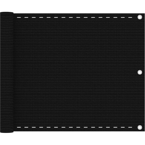 Écran de balcon noir 75 x 500 cm en HDPE, brise-vue résistant aux UV pour balcon, protection de l'intimité avec corde de fixation de 24 m incluse (1/5)