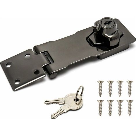 Vol de sécurité, 4/10cm, noir, dispositif de verrouillage avec clé et vis pour serrure de porte porte d'entrée, porte de garage (1/4)