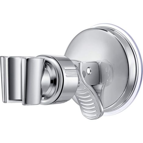 Adjustable suction cup shower head holder, hand shower attachment, made of polished chrome-plated ABS plastic, compatible with marble, glass, metal, and ceramic. Suitable for flat surfaces such as mar (1/5)