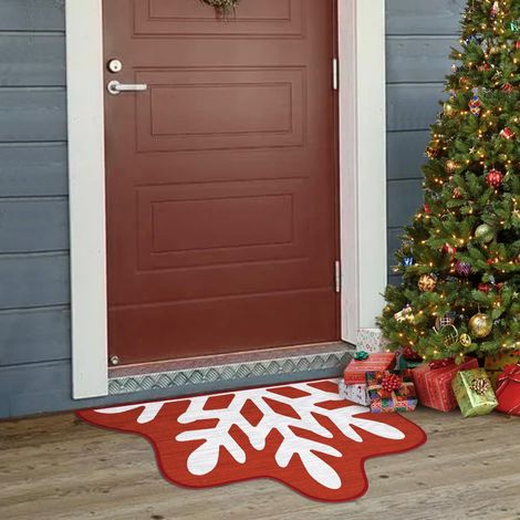 Doormat - Woven Christmas Design - Red Hue, 50x80cm - for Doorway, Hallway, Entrance (1/5)