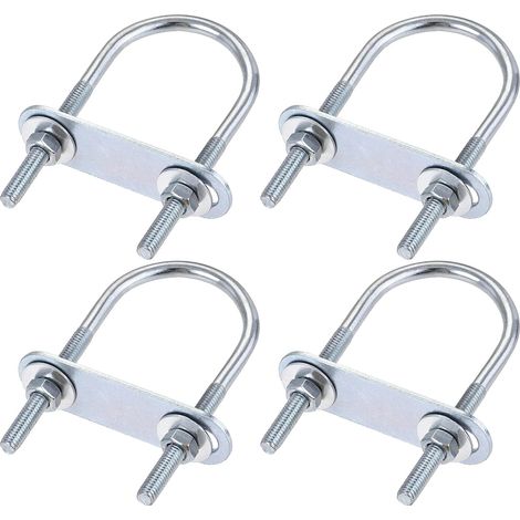 M6x40x90mm Rond U Boulon x 4 Ensembles Acier U Boulon pour Essieu et Remorque Feuille et Tube, [Argenté] (1/4)