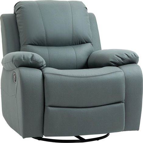 Fauteuil TV pivotant, inclinaison à 135°, charge maximale de 150 kg, avec repose-pieds, pour salon et chambre, polyester, vert  .de