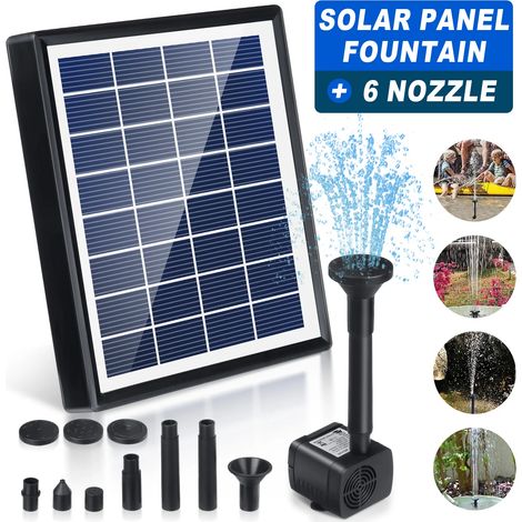 Kit de pompe solaire miniature 2W pour fontaine, avec panneau d'alimentation, pour jardin, piscine, abreuvoir à oiseaux intérieur ou extérieur. (1/5)