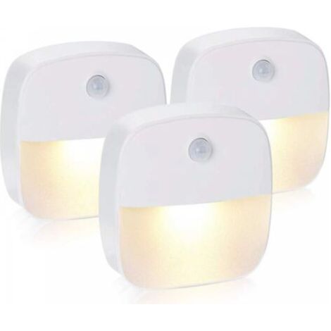 Lampe Détecteur de Mouvement Interieur, Lot de 3 Veilleuse LED Pile, Veilleuse d'escalier Automatiquel Pour Couloir, Chambre, Cuisine, Placard - Blanc Chaud [Classe énergétique A] (1/5)