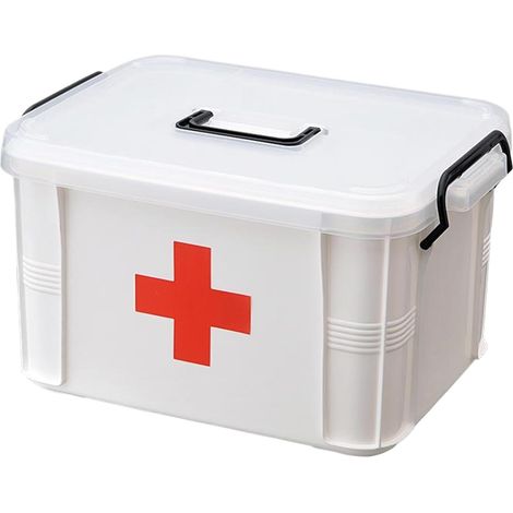 Armoires à Pharmacie, boîte de Rangement de médecine, boîte de Stockage Portable à 2 Niveaux à 2 Niveaux à 2 Niveaux avec Boucle d'étanchéité et Couvercle Clair, Organisateur de Premiers Soins de (1/5)
