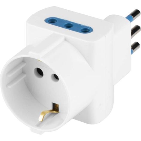 POLYPOOL SECUR - ADATTATORE PLURISTAND SALVASPAZIO SPINA 10A 2P+T + SCHUCO - COLORE BIANCA