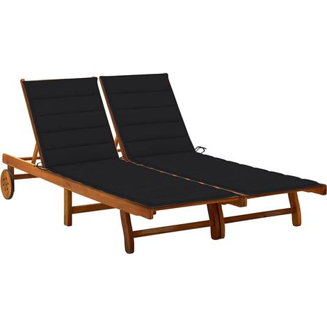 vidaXL Tumbona de jardín 2 personas y cojines madera maciza de acacia (1/5)