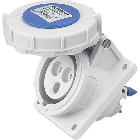 Socle de prise industrielle à encastrer à 20° IP67 - 2P+T - 16A - 230V AC - Eur'Ohm