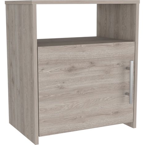 TUHOME Mueble Mesa de Noche Bristol, Un Compartimiento con Puerta, Superficie Superior, Gris 58,6 cm Ancho: 50,5 cm Profundidad: 34,1 cm (1/3)