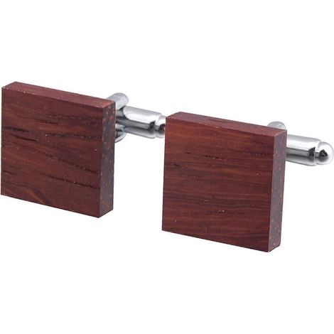 Boutons de manchette pour homme en laiton, argent, rouge, carrés, en bois, pour les mariages, avec coffret cadeau (1/5)