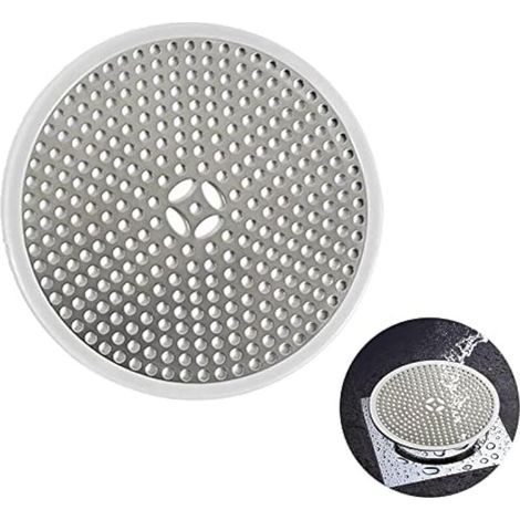 FENOPLASTICABouchon de Salle de Bain en Acier Inoxydable Grand Écran Rond Silicone Anti-Cheveux pour Éviers et Baignoires