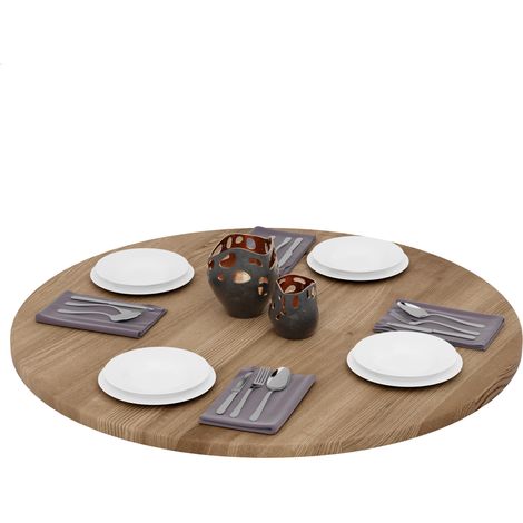 LAMO Manufaktur Tischplatte rund 100 cm aus Naturholz Holzplatte für Esstisch, Küchentisch, Bistrotisch Stärke: 28 mm Farbe: Nussbaum (1/5)