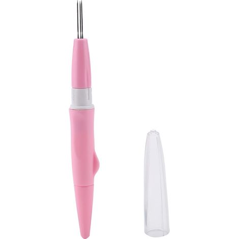 Penna per ricamo e infeltrimento con 3 aghi sottili per lavori creativi (rosa).