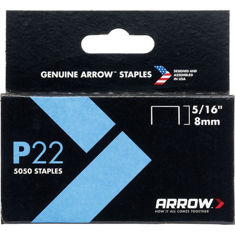 Arrow A225 P22 Staples 8mm ( 5/16in) (Box 5050) ARRP22516