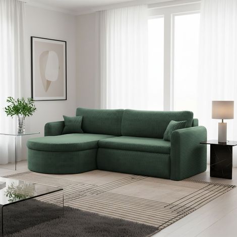 Ecksofa Schlafsofa FELIZ Stoff Poso Grün Ottomane Links