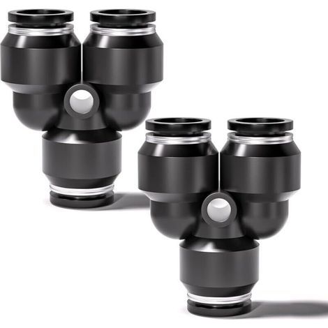 20 pièces 8mm noir Splitter Push joint pneumatique connecteur pneumatique à dégagement rapide (1/4)