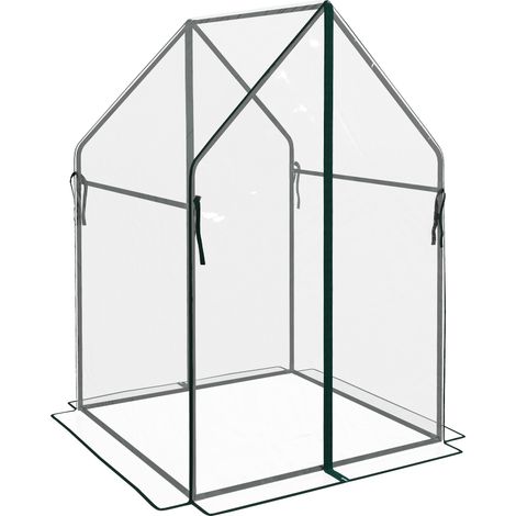 Outsunny Mini Serra da Giardino 2 Porte Avvolgibili e Copertura PE 90x90x145cm