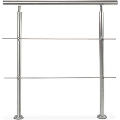 Ringhiera per scale da esterno in acciaio inox con corrimano per fissaggio stabile 108 x 150 x 7,5 cm in acciaio inox spazzolato 130009426