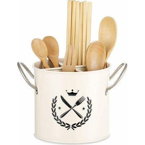 Organizador de utensilios de cocina con puerta grande cubierta y asa de acero inoxidable, escurridor con tapa, divisor extraíble, perfecto para utensilios de cocina, se puede utilizar (1/5)