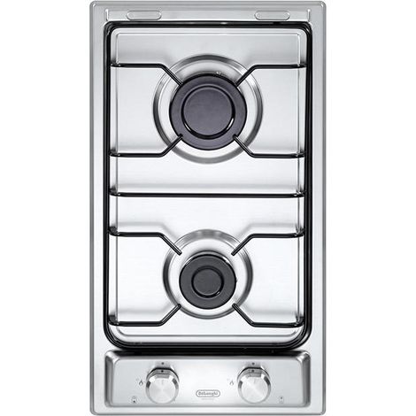 Placa de gas DeLonghi I 23 D empotrable de 30 cm en acero inoxidable con 2 fuegos