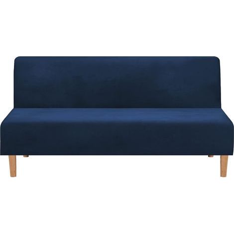 Funda para sofá cama convertible sin brazos, terciopelo elástico, grueso, suave y cómodo (terciopelo azul marino grueso). (1/5)