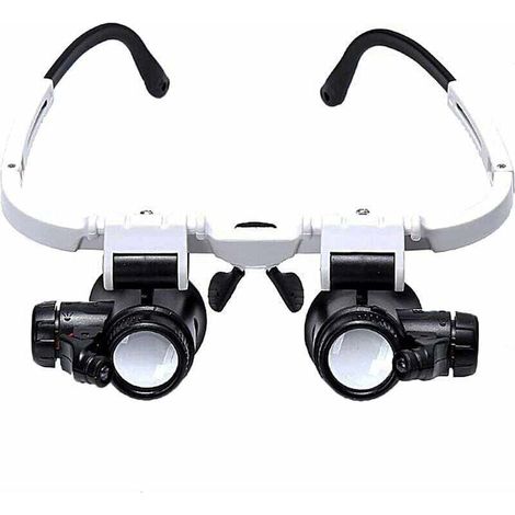 Lunette Loupe avec 2 Lumières LED Loupe Binoculaire Lampe Loupe Grossissante pour Horloger, Lecture, Bijoutier, Couture 8X-15X-23X (1/4)
