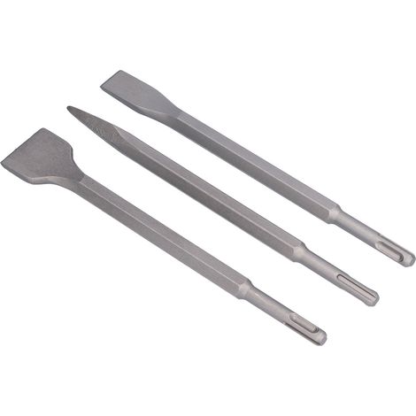 3 Burins en Acier Carbone pour Marteau Piqueur, Démolition Mur et Sol Béton, Outils de Casse