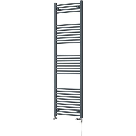 Zennor - Anthracite Dual Fuel Towel Rail H1800mm x W500mm Standard - Curved (1/3)