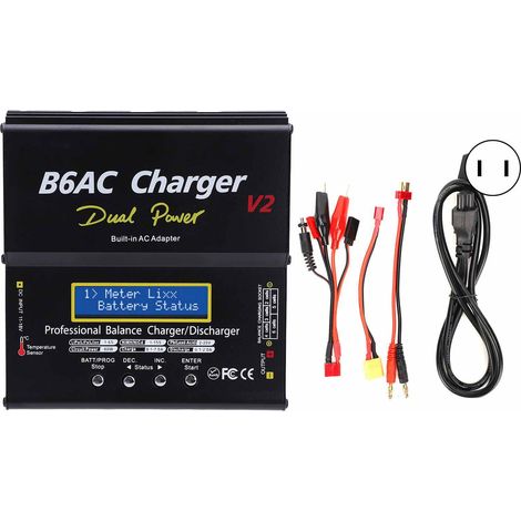 Chargeur Déchargeur Intelligent 80W 7A B6AC V2, Alliage d'Aluminium, Câble Inclus, Prise US 110V, Noir - Équilibreur de Batterie (1/5)