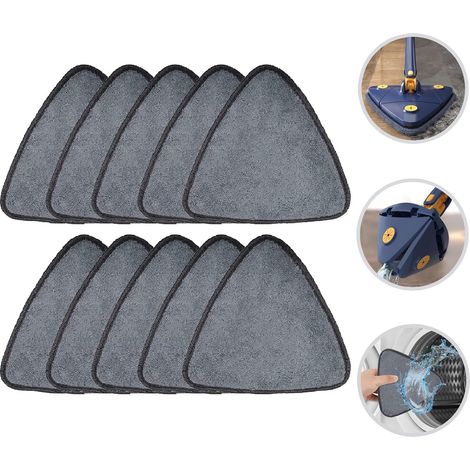 Almohadillas de repuesto para trapeador de microfibra triangular CSPARKV para trapeador giratorio de 360°, cabezal de fibra, cabezales de trapeador, cabezales de trapeador, cabezales de trapeador reut