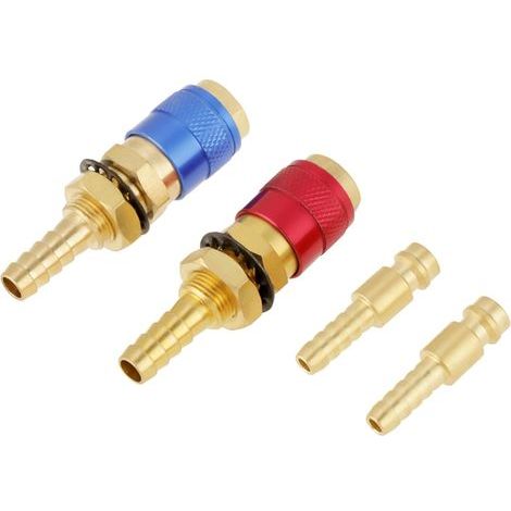 Raccord Rapide Chalumeau Oxygène Acétylène, Adaptateur de Gaz de Soudage, 2 pièces 8 mm refroidi à l'eau et adaptateur de gaz raccord rapide pour torche de soudage TIG (1/5)