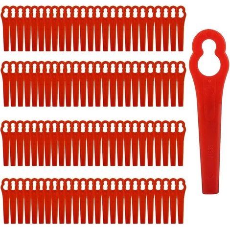 Lames de Rechange en Plastique, Rouge Lame Coupe Bordure Tondeuse à Gazon, Lame Plastique Coupe Bordure, lames de rechange pour Coupe Bordure sans fil - 100 Pièces (1/4)