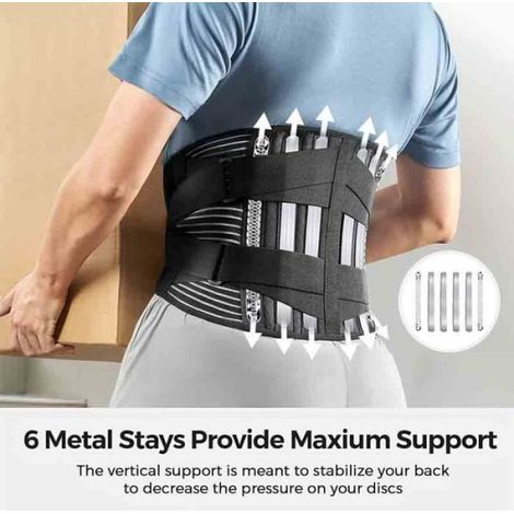 Ceinture De Soutien Lombaire - Hauteur 23 Cm - Pour Soulagement Lombaire Et Dorsal - Taille XL - Noir (1/4)