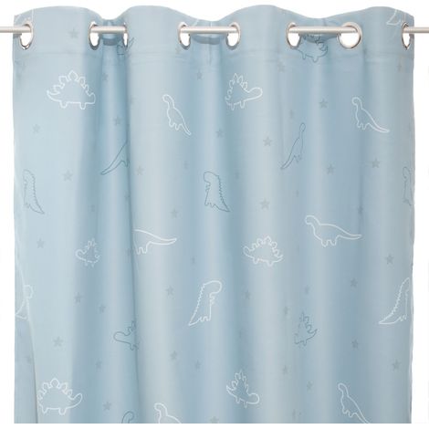 Atmosphera – Rideau enfant phosphorescent dinosaures 140x250 cm – Effet lumineux doux – 100% polyester – Accroche œillets en métal (1/6)