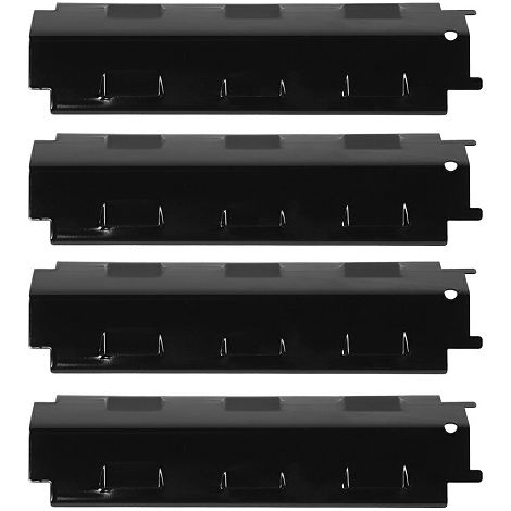 37CM Diffuseur Chaleur Accessoires pour Char-Broil, Campingaz, Fire Mountain, CCLIFE, LANDMANN et Plupart Modèles Flamme Gril, Acier Porcelaine Plaque Chauffante Pièce de Rechange, Paquet 4