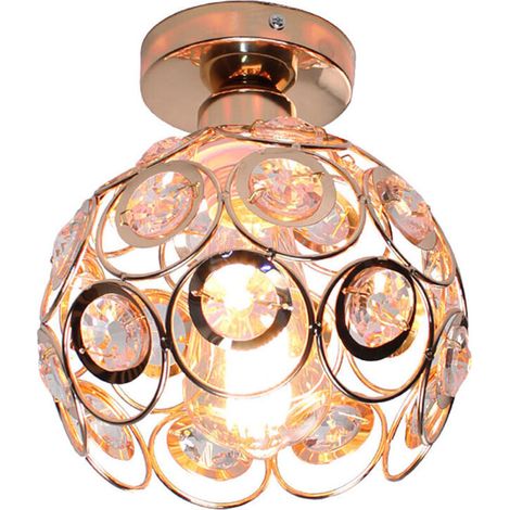 Moderne Plafonnier Industrielle Cristal en Métal Ø20cm , Luminaire l'éclairage Intérieur Exterieur de Plafond Abat-Jour Or rose (1/4)