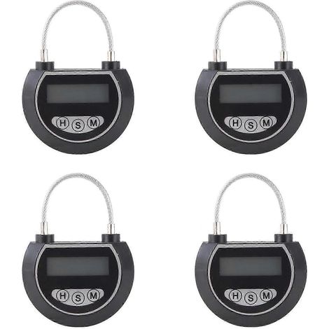 Lot de 4 boîtes de rangement électroniques à verrouillage temporisé multifonctions pour jouets noires. (1/5)