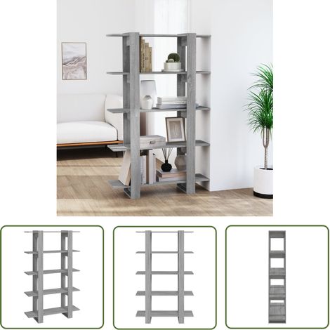 The Living Store Bibliothèque/Séparateur de pièce Sonoma gris 100x30x160 cm - Bibliothèque - Étagère - Meuble De Rangement - Séparateur De Pièce - Mobilier Intérieur (1/5)