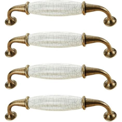 4 Poignée Meuble Vintage Laiton Vieilli 144 33mm Zinc-Aluminium et Porcelaine Poignée pour Poignee de Meuble Cuisine (1/4)