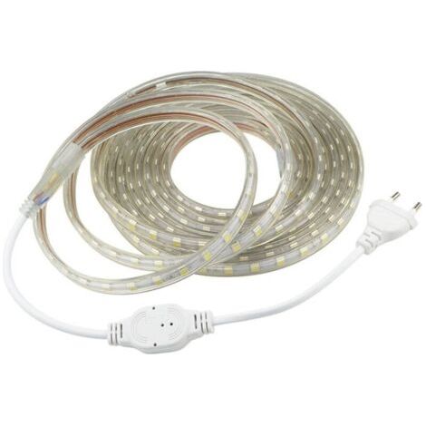 Ruban Led 3M, Très Lumineux Bandeau Led 220v avec Interrupteur,5050 IP65 Etanche, Blanc Chaud (1/4)