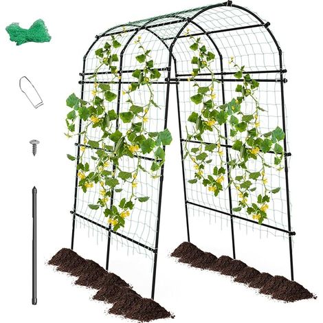 Goplus – Arche de jardin en métal 181x110-160x230cm – Revêtement PE résistant aux intempéries – Supporte jusqu'à 35kg – Pour plantes grimpantes et décorations (1/5)