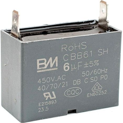 CBB61 Lot de 1 condensateur 2 broches CBB61 450 V 0,5 0,8 1 1 1,2 1,5 2 2,5  20 uf Fans Condensateur de démarrage de moteur en option pour 2 broches (5uf)