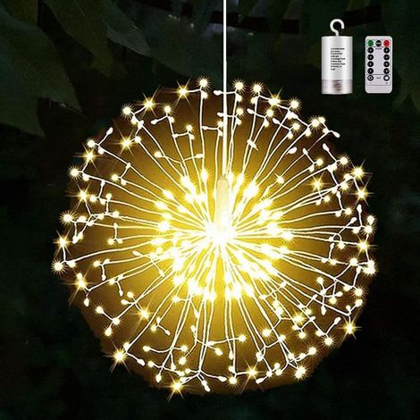 MIMOSON-Guirlande lumineuse LED effet étoile, 1 paquet de guirlandes lumineuses en fil de cuivre effet feu d'artifice, 200 LED, 8 modes (1/5)